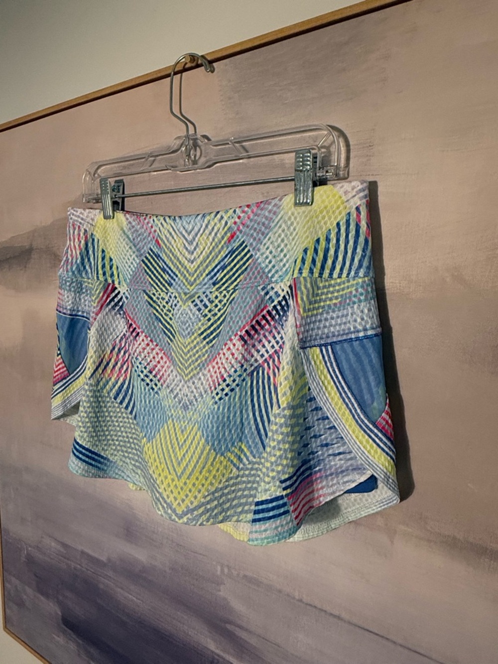 Lucky in Love Multicolor Geometric Athletic Tennis Skirt - Blue, Yellow, Pink - Picture 2 of 5